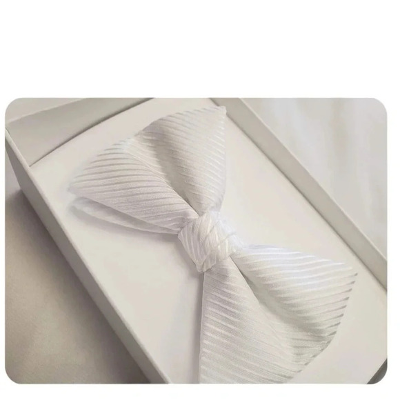 Calvin Klein White Stripe Bow Tie NIB - Picture 9 of 12